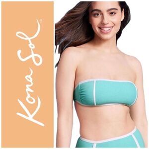 KONA SOL - NWT - L Sz 1X (16W - 18W) Terry-Textured Bandeau Bikini Top w/Binding